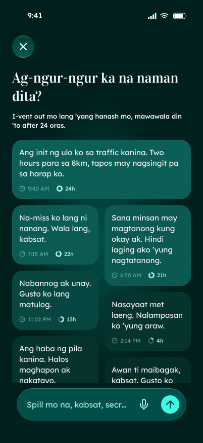 Rants list — each rant shows the hours left before it expires.